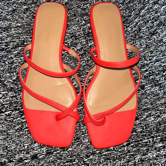 Banana Republic Shoes - NWOT Never Worn Banana Republic Flat Sandals (Size 6, Chili Pepper Red/Coral)